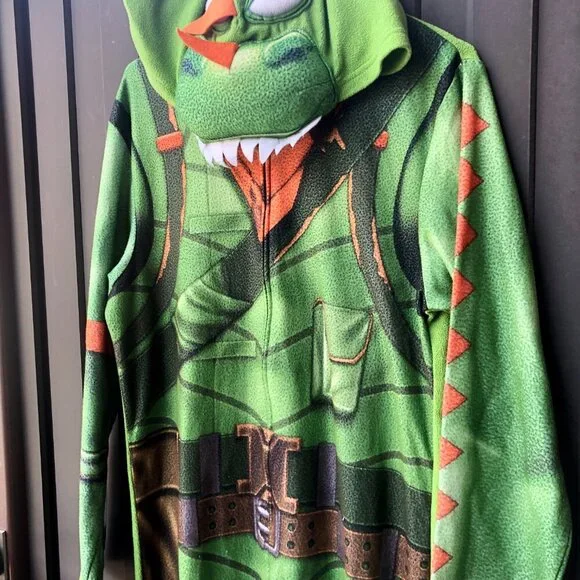 🎮 Fortnite Rex Dino Onesie Costume Adult Small Pajamas Cosplay Hoodie Epic Game - Picture 6 of 8